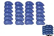 24Pcs Golf Iron Head Covers Set PU Leather Headcover for Callaway Ping Taylormade-Blue