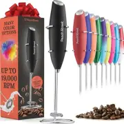 Powerful Handheld Milk Frother, Mini Frother Wand, Battery Black