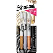 Sharpie Permanent Marker Pens Fine, Asstd Metallic Clours 3 pack