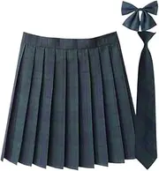 [STKARCV] Women Summer Plaid Pleated with Necktie Uniform Preppy Line Mini Skirts