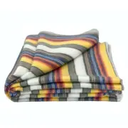 Soft & Warm Striped Baby Alpaca wool throw blanket 98"x67" QUEEN