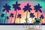 3D Palm Silhouette Wallpaper Wall Mural Removable Self-adhesive 125