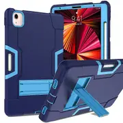 For Apple iPad Pro 11 inch 2022 4th Gen / 2021 3rd Gen Hybrid Fancy Shockproof Heavy Duty Kickstand Case Cover (Navy Blue)