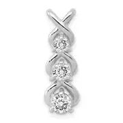 14k White Gold AAA Diamond 3 Stone Criss Cross Chain Slide