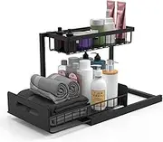 CHENDY Under Sink Organizer, Pull Out Cabinet Organizer 2-Tier Slide Out Sliding Shelf Under Cabinet Storage Multi-Use for Under Kitchen Bathroom Sink Organizers and Storage