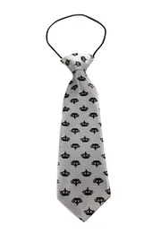 Kids Boys Black & White Patterned Elastic Neck Tie - Crown