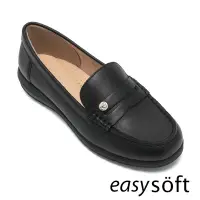 在飛比找Yahoo奇摩購物中心優惠-Easy Spirit-MACARIO 真皮素面樂福鞋-黑色