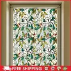 Floral Stained Glass Window Film Static Cling Decorative Window Decals for Home