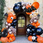 139Pcs Halloween Balloon Garland Arch Kit - Black Orange Balloons Mylar Spider
