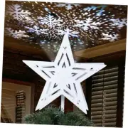 Christmas Tree Topper, White 3D Lighted 5-Point Star Tree Topper with Snow