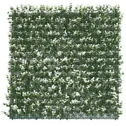 20 in Artificial Faux Leaf White Buxus Fence Panel Screen Wall Home Decor Grass