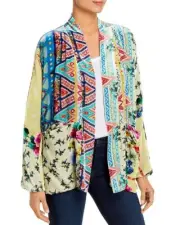 NWT JOHNNY WAS MAVE VELVET PATCHWORK KIMONO JACKET COAT LINED SMALL MEDIUM $398