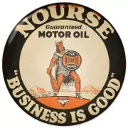 NOURSE MOTOR OIL VIKING MAN 14" ROUND HEAVY DUTY USA MADE METAL ADVERTISING SIGN