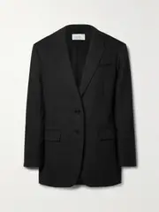 [The Row] The Row - Laudonia Pinstriped Wool Blazer - Black - US8 US 8 Black