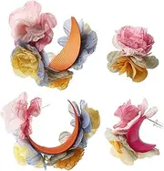 [Ximimark] 2pcs Upscale Rose Ring Stud Earrings Beautiful Elegant Fairy Style For Women Banquet Party Travel Ear Jewelry, Yarn+lace, No Gemstone