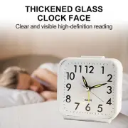 NEW Alarm Clock With Night Light NoTick Snooze Silent Small Bedside Clock White