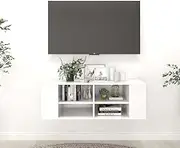 VRAXO Wall-Mounted TV Cabinet High Gloss White 102x35x35 cm Engineered Wood -18.69KG,806244
