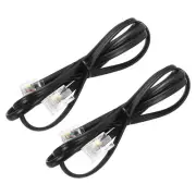 2Pcs Telephone Cord 3.3ft Phone Cable 8P4C to 6P4C Wire RJ45 to RJ11 Black