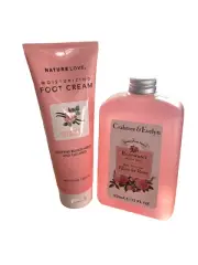 Crabtree & Evelyn ROSEWATER Bubble Bath & Natures Love w/foot lotion