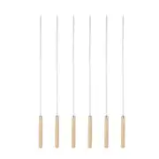 6pcs Kebob Skewers 40cmx4.3mmx1.2mm Flat Sticks with Wood Grip Handle