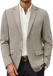 [PJ PAUL JONES] Men's Herringbone Blazer Jacket Lightweight Casual Knit Sport Coat