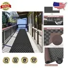 Stain-Resistant Checkered 4 ft x 8 ft Runner Rug for Indoor/Outdoor Use