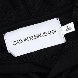 【Calvin Klein 凱文克萊】Jeans CK LOGO長袖紳士連帽上衣-黑色(M/L號)
