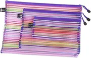 Operitacx 3pcs Colorful Mesh Pouch for Document Bag Nylon Zipper File Organizer Portable File Bag A4 A5 B6 Size Sturdy and Easy to Cle