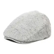 Kids Wool Tweed Newsboy Flat Cap Herringbone Boy 6-8 Years Flecked Light Grey