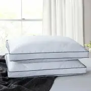 Soft Set of 2 Down Feather Bed Pillows Gusseted King Size Pillow or Queen