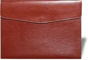 RisePlus Document Folder A4 Leather Briefcase A4 PU Leather Waterproof Office Travel Bag for Documents Vintage Design with Pen Pocket (Brown)