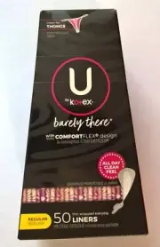 U By Kotex Barely There 50 Thong Liners w/ ComfortFlex Design Regular Wrapped