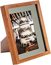 Nicola Spring 1x Dark Wood 8'' x 10'' Acrylic Shadow Box Frame - Grey 5'' x 7'' Mount - Deep Glass Photo Picture Flower Craft Memory Wall Display - by Nicola Spring