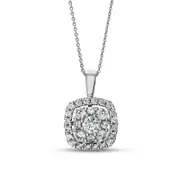 1.5 CT. T.W. Certified Lab-Created Diamond Cushion-Shaped Frame Pendant in 14K White Gold (F/SI2)