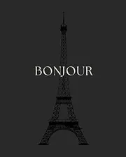 BONJOUR: Paperback Journal Notebook Classic Black 8" x 10" College Ruled