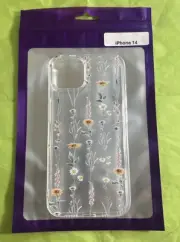 iPhone 13/14 Case Clear Natural Floral Design- Silicone Bumper/Shockproof