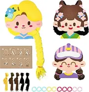 Girls Busy Book Braiding Toys | Braid Princess Hair Busy Book Teaching Material | Felt Handmade Sorting Toys Braiding Toy for Girls & Kids
