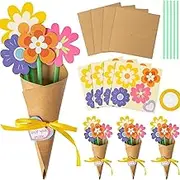 Card Making Kits for Children, 24 Set Paper Flowers for Crafts Fun DIY Paper Flower Bouquet Craft Kit for Women Mom