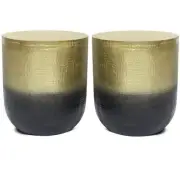 Home Square 2-Piece Furniture 19" Metal Side Table Set in Gold Ombre