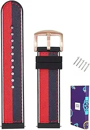 MGHN 20 22mm Watch Straps for Men Women Rubber Watch Strap NATO Strap (Watch Pins Watch Strap Loop Watch Case) (Color : Red Blue Rose Gold Buckle, Size : 22mm)