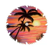 Saw Blade Metal Art HAND PAINTED 7.5 inches Hawaiian Dreams palm tree sunset sea
