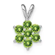 14k White Gold Peridot Floral Pendant