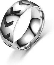 [Mulmoy] Titanium Steel Carving Vintage Ring Creative Arrow Ring Stainless Steel Couple Ring Unisex Rings