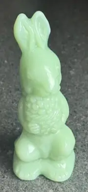 Mosser Glass JADE JADEITE BUNNY Standing Figurine Paper Weight 5.5" tall Easter