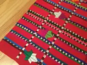 Table Runner or table topper, red with bright embroidery, 19 x 13, new