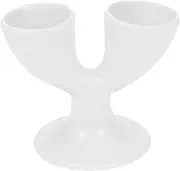 OFFSCH 1Pc Ceramic Egg Tray with Goblet Design Double Head Porcelain Boiled Egg Stand for Elegant Breakfast Decor for Couples Functional and Stable