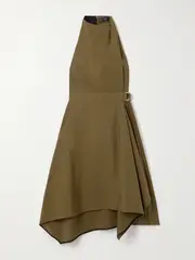 [Proenza Schouler] Proenza Schouler - Yoko Pleated Cotton-blend Poplin Dress - Army green - US0 US 0 Green