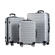 ZUNI 3PCS Luggage Suitcase Trolley Set Travel TSA Lock Storage Hard Case Silver