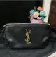 二手正品 YSL Saint Laurent 聖羅蘭 腰包 黑色荔枝 牛皮銀字 胸口包 腰包569737