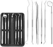 AIMALL 7PCS Dental Hygiene Tools Kit - Stainless Steel Teeth Cleaning Tools with Mirror, Scraper, Scaler, Pick, Tweezer for Tartar Removal, Personal & Professional Use